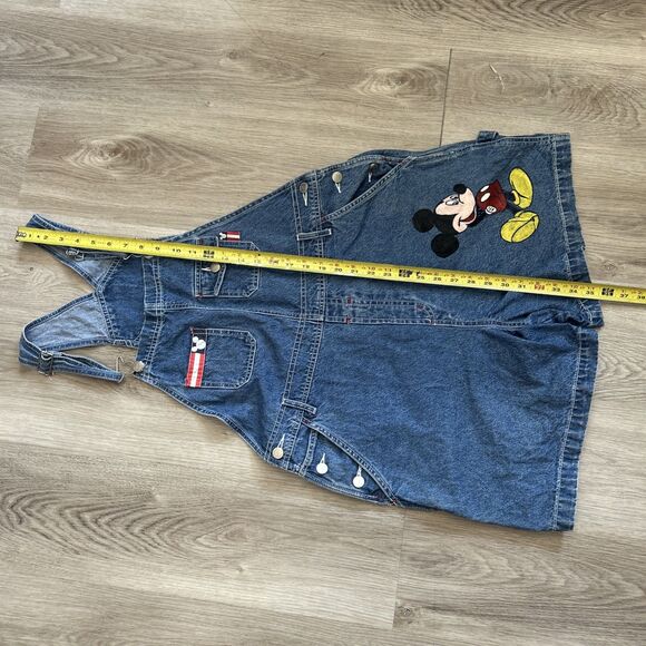 Disney Store Overall Shorts Womens Large Mickey Blue Denim Embroidery Vintage - Picture 7 of 11